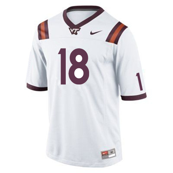 Men #18 Carter Shifflett Virginia Tech Hokies College Football Jerseys Sale-White - Click Image to Close
